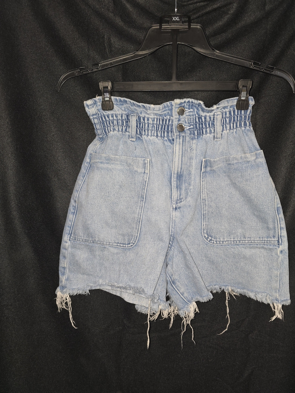 Zara Light-Blue High-Waist Paperbag Denim Shorts